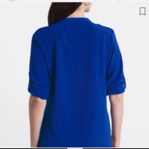 Calvin Klein Jali Zipper Royal Blue Blouse - Picture 5 of 9